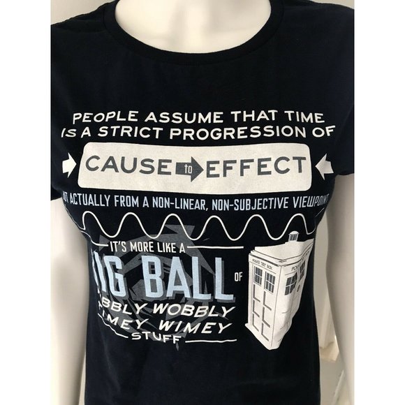 NWT Doctor Who Men's T- Shirt Slim Fit Navy Blue Short Sleeve Round Neck Size S - Picture 4 of 7